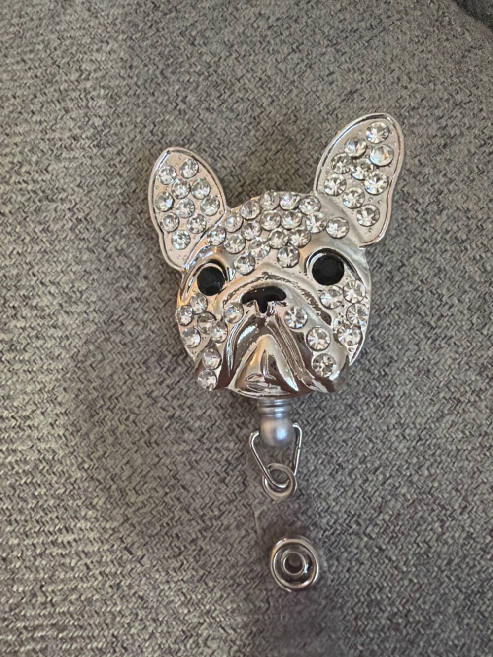 Rhinestone Frenchie Badge Holder